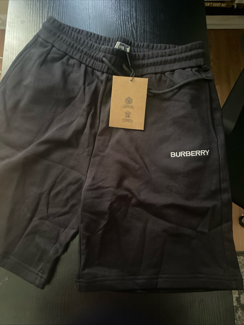 Burberry Black Men's Cotton Logo Drawstring Athletic Shorts